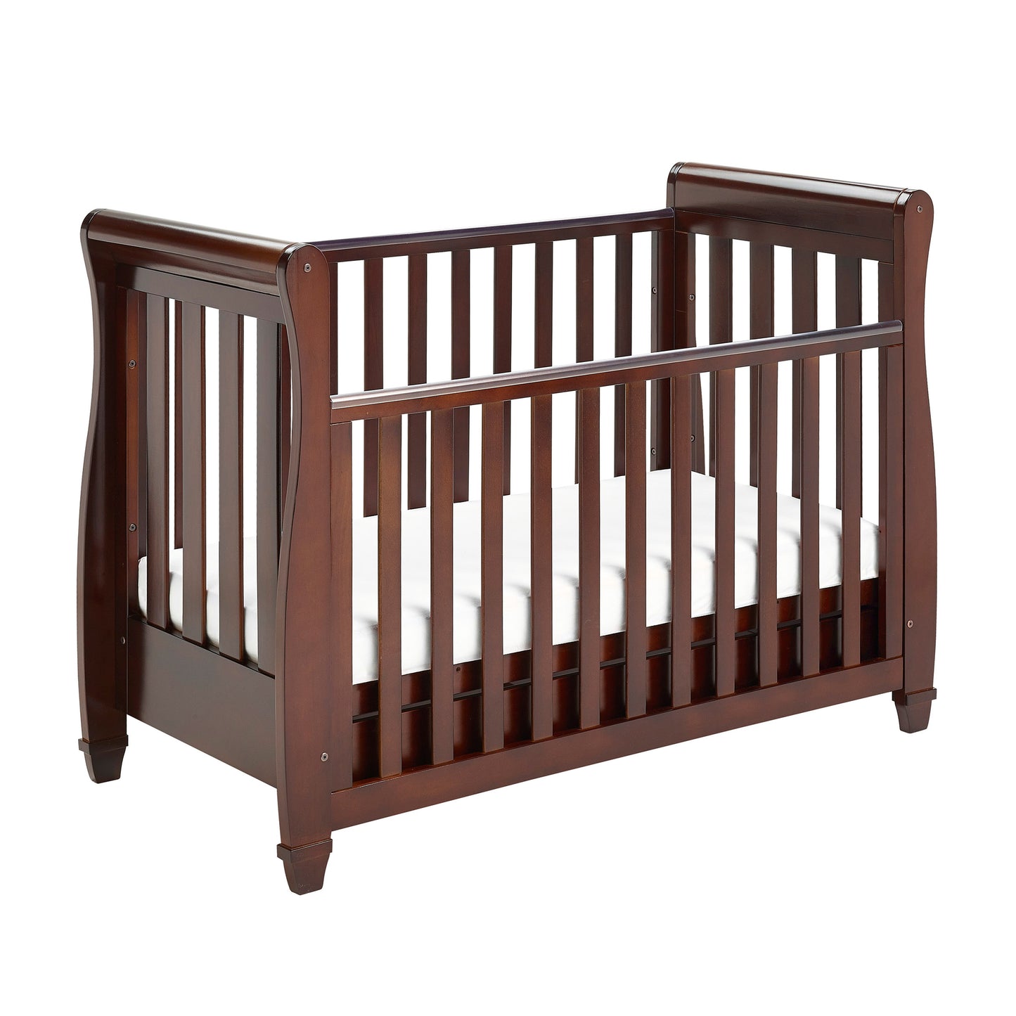 Eva Sleigh Cot Bed Dropside with Drawer - Brown