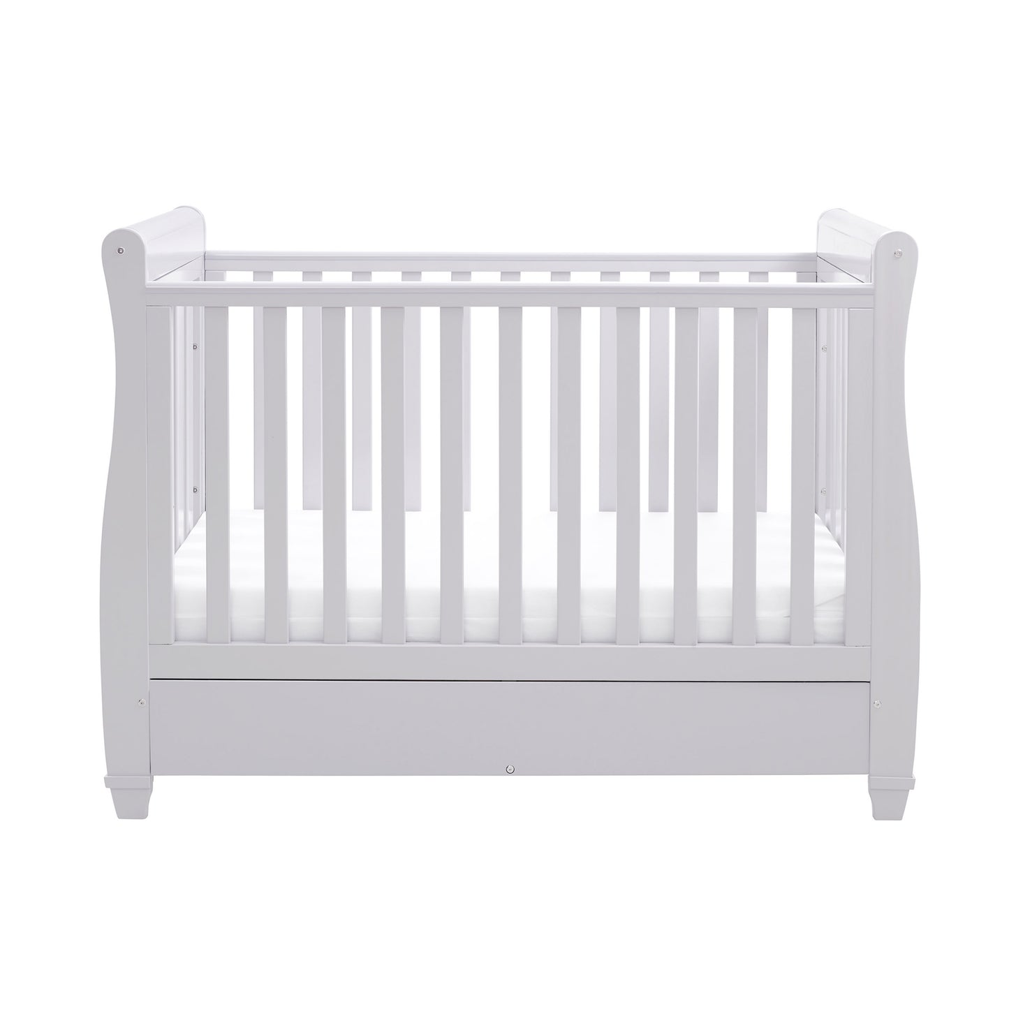 Eva Sleigh Cot Bed Dropside with Drawer - Grey