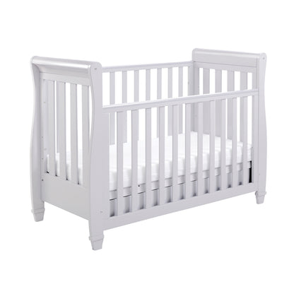 Eva Sleigh Cot Bed Dropside with Drawer - Grey