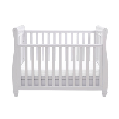 Eva Sleigh Cot Bed Dropside with Drawer - Grey