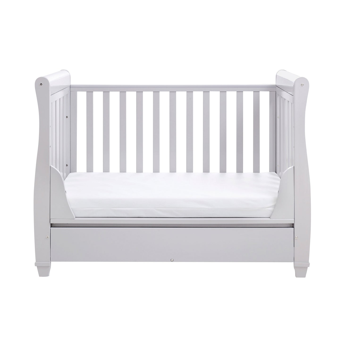 Eva Sleigh Cot Bed Dropside with Drawer - Grey