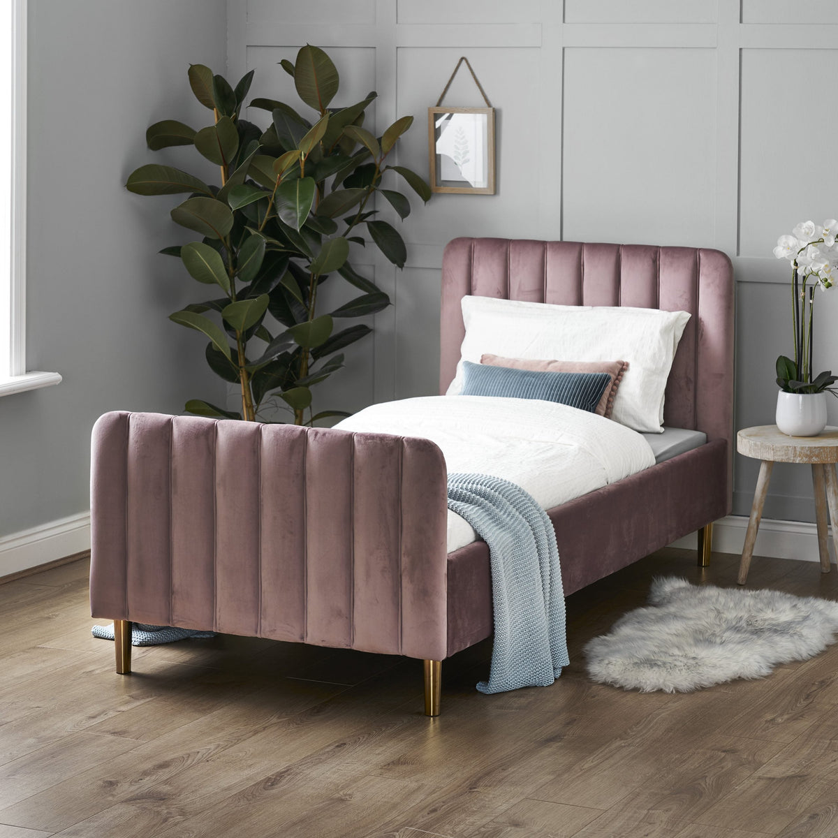 Gatsby Single Bed - Dusty Pink
