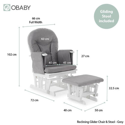 Obaby Reclining Glider Chair & Stool - Grey (6)