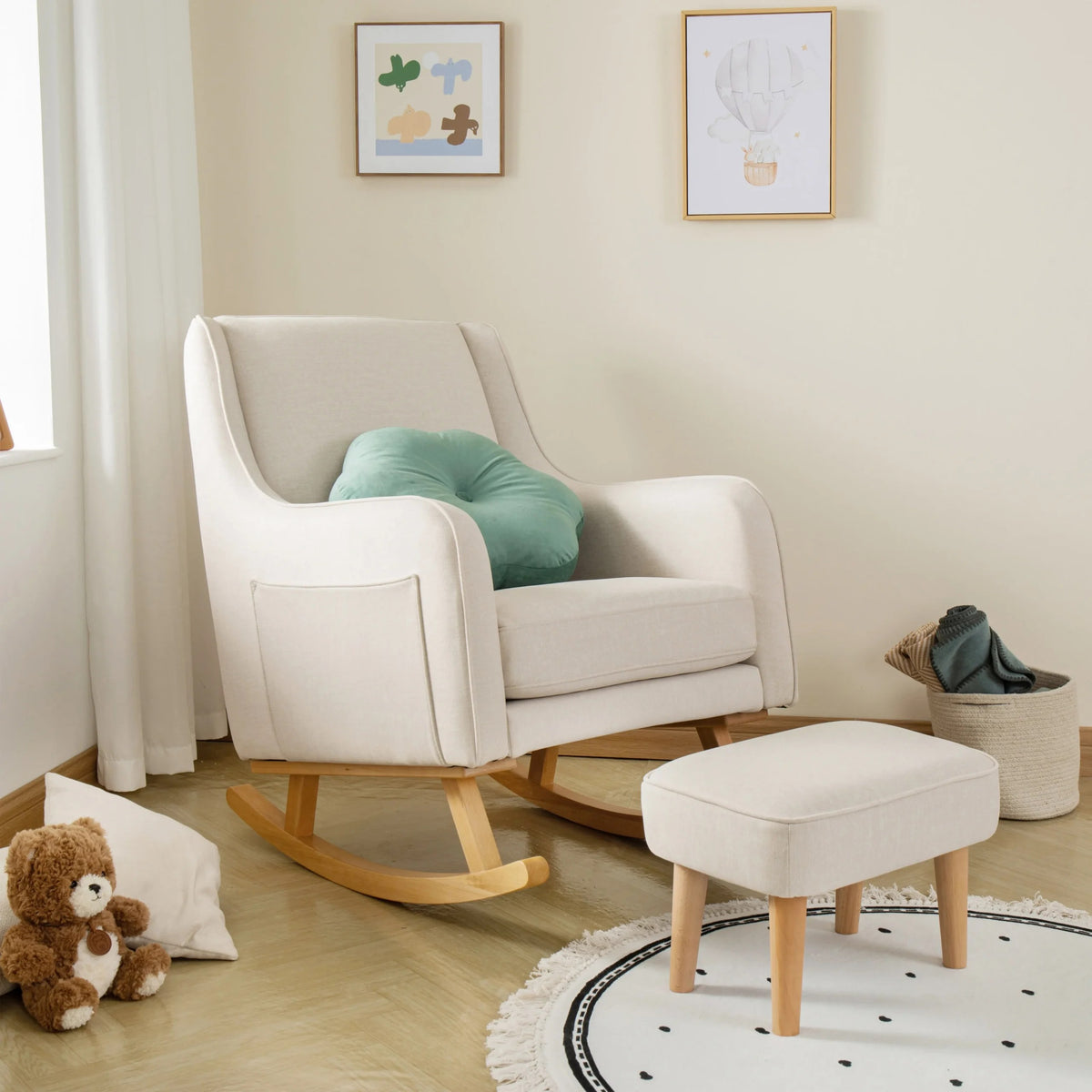 Ida Nursing Chair with Footstool – Bouclé – Ivory