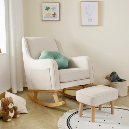 Ida Nursing Chair with Footstool – Bouclé – Ivory