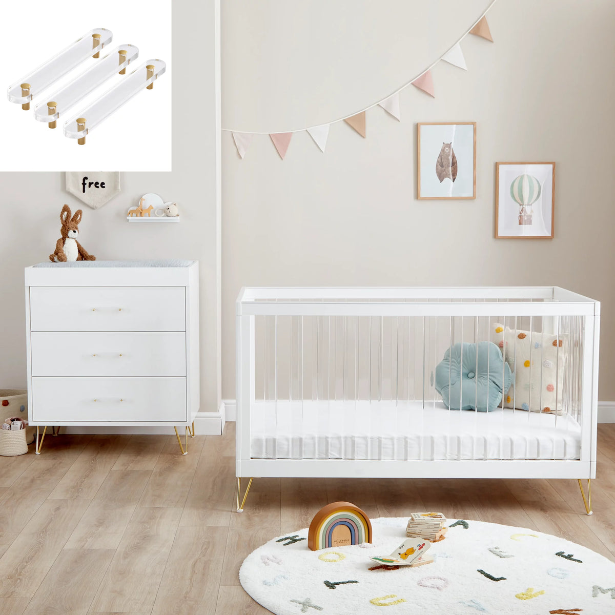 Kimi XL Acrylic 2 Piece Nursery Furniture Set