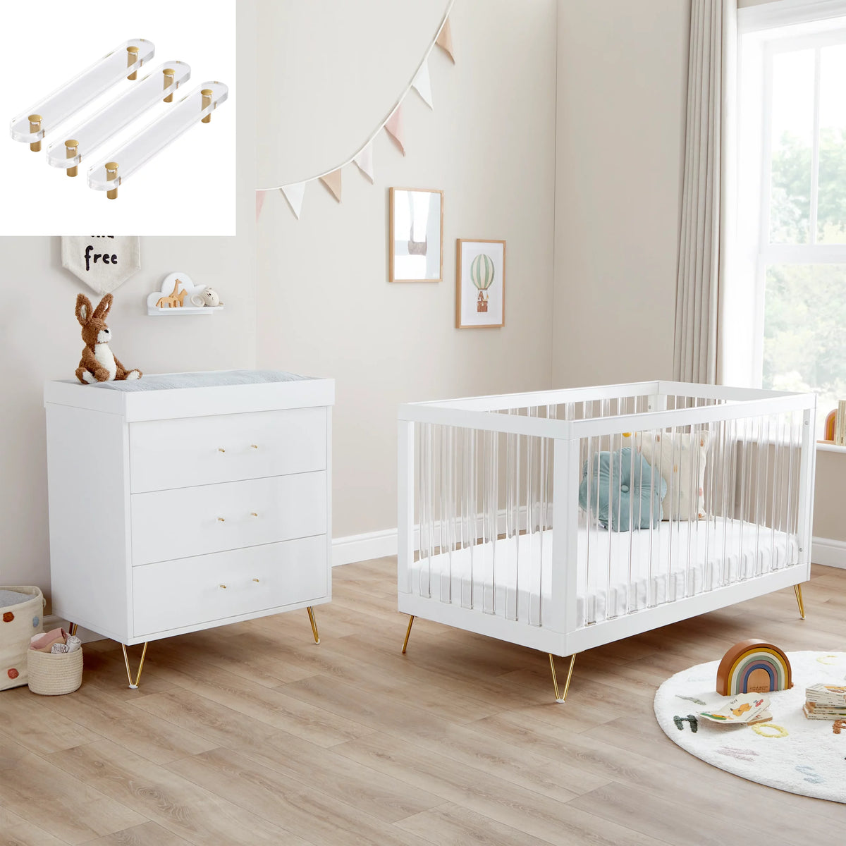 Kimi XL Acrylic 2 Piece Nursery Furniture Set