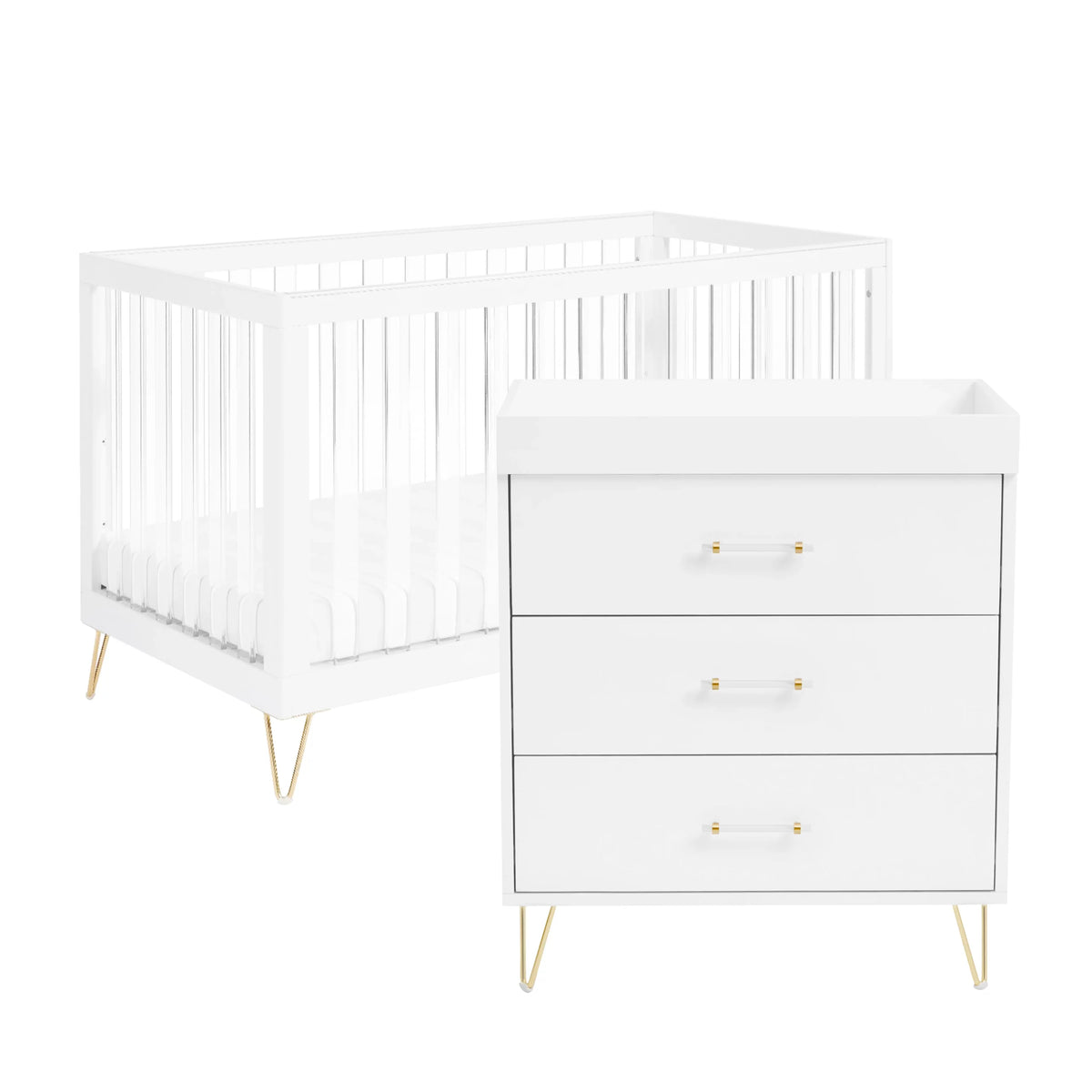 Kimi XL Acrylic 2 Piece Nursery Furniture Set