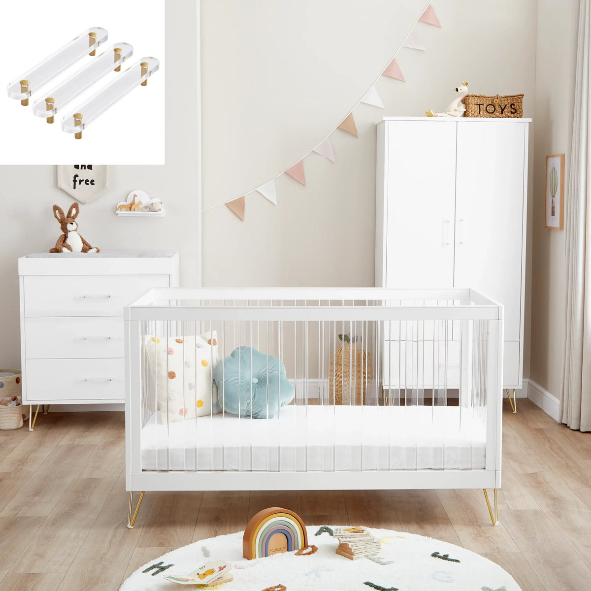 Kimi XL Acrylic 3 Piece Nursery Furniture Set