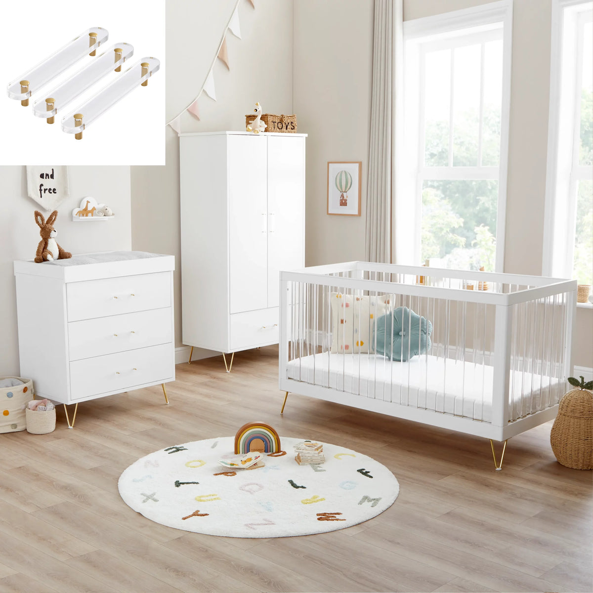 Kimi XL Acrylic 3 Piece Nursery Furniture Set