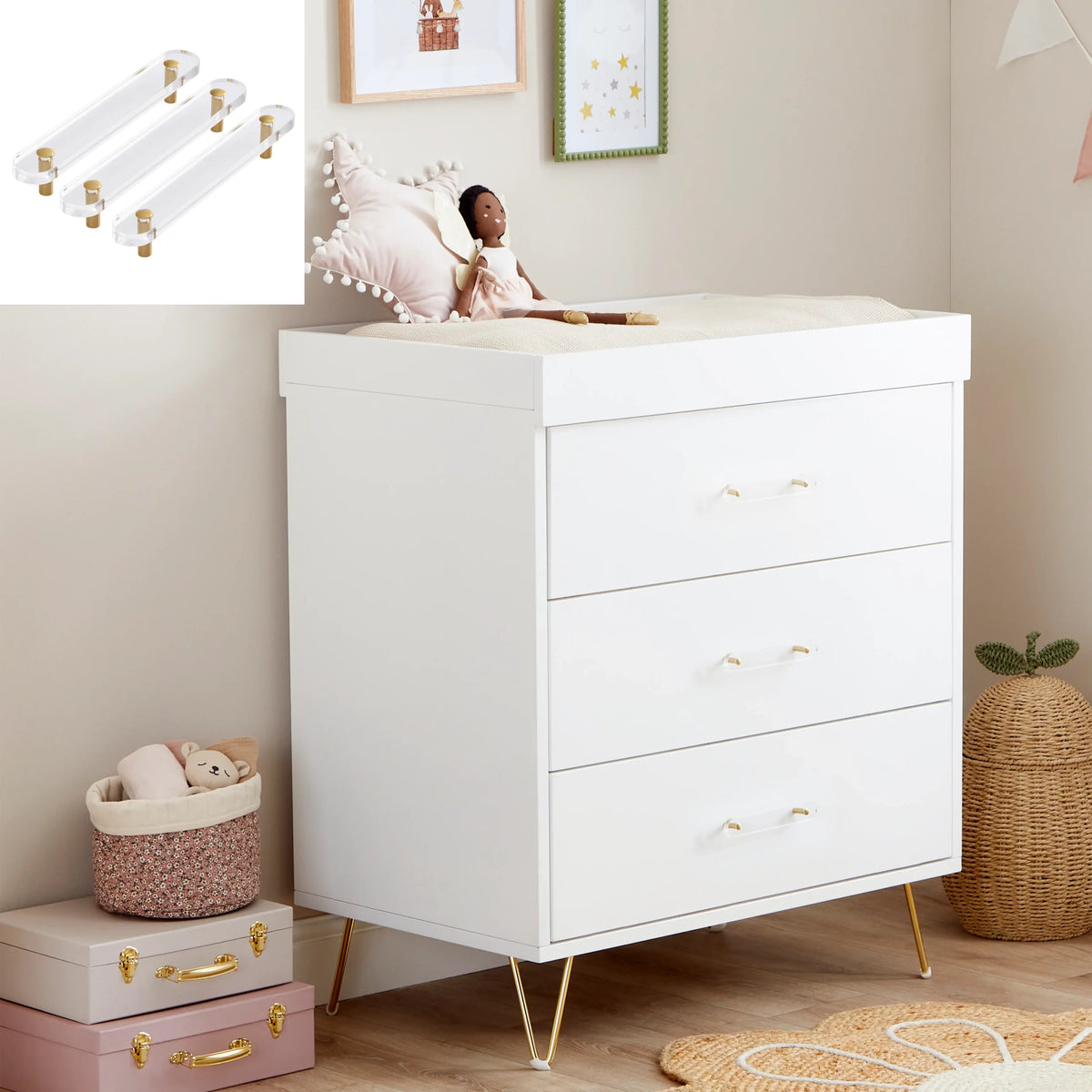 Kimi XL Acrylic 3 Piece Nursery Furniture Set