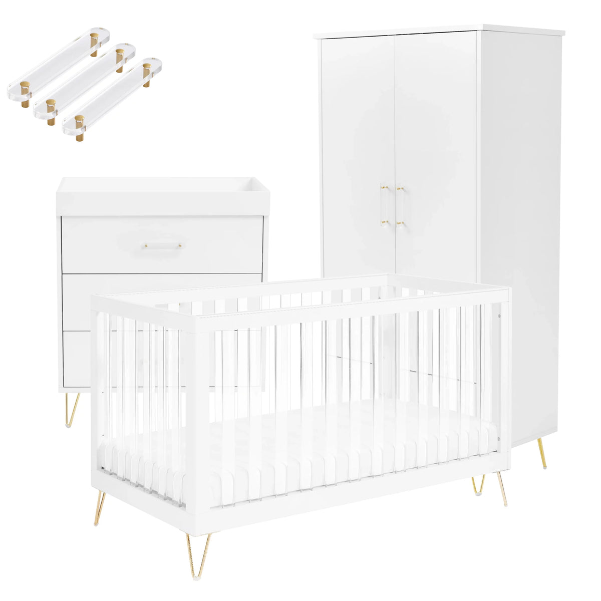 Kimi XL Acrylic 3 Piece Nursery Furniture Set