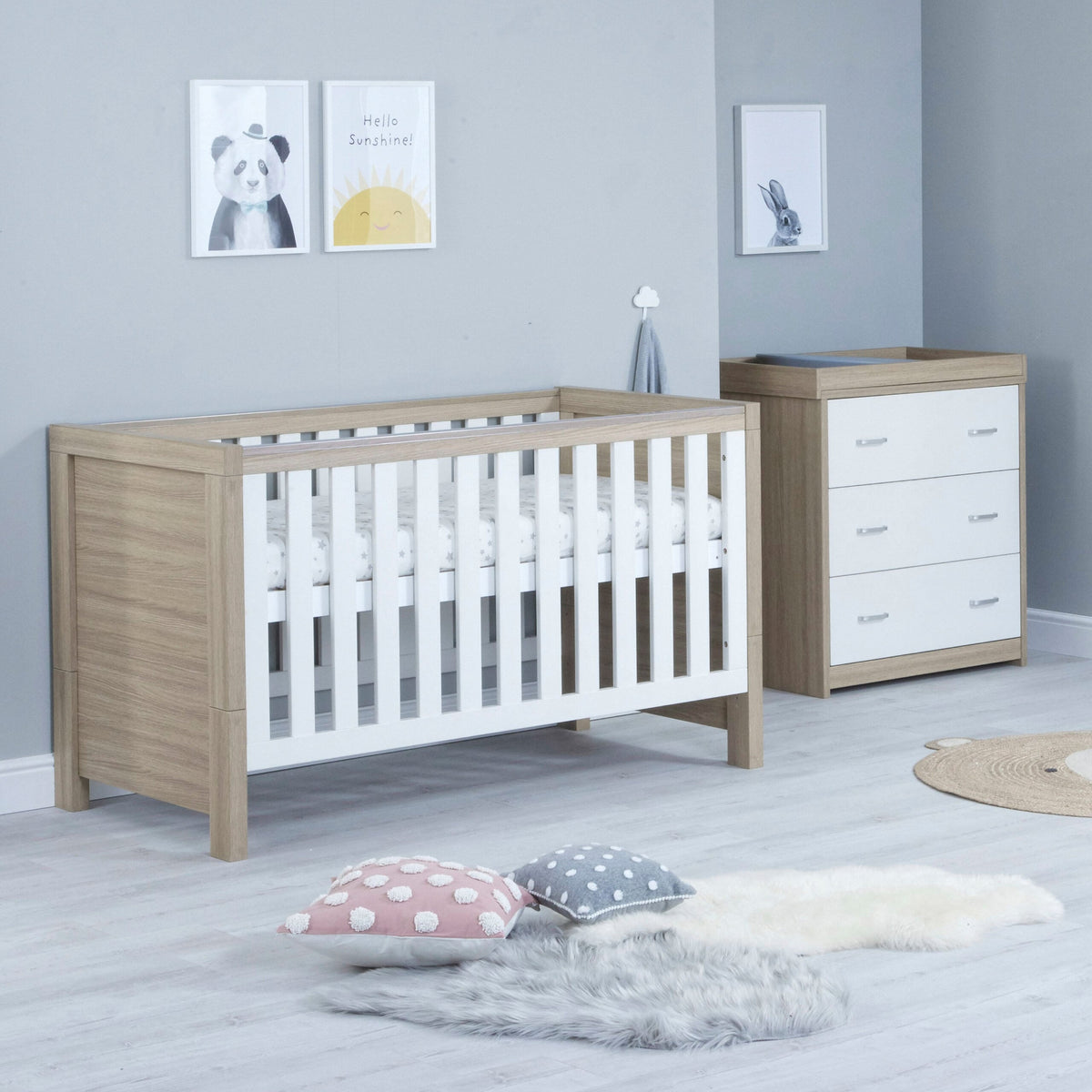 Luno 2 Piece Nursery Furniture Set - Oak White