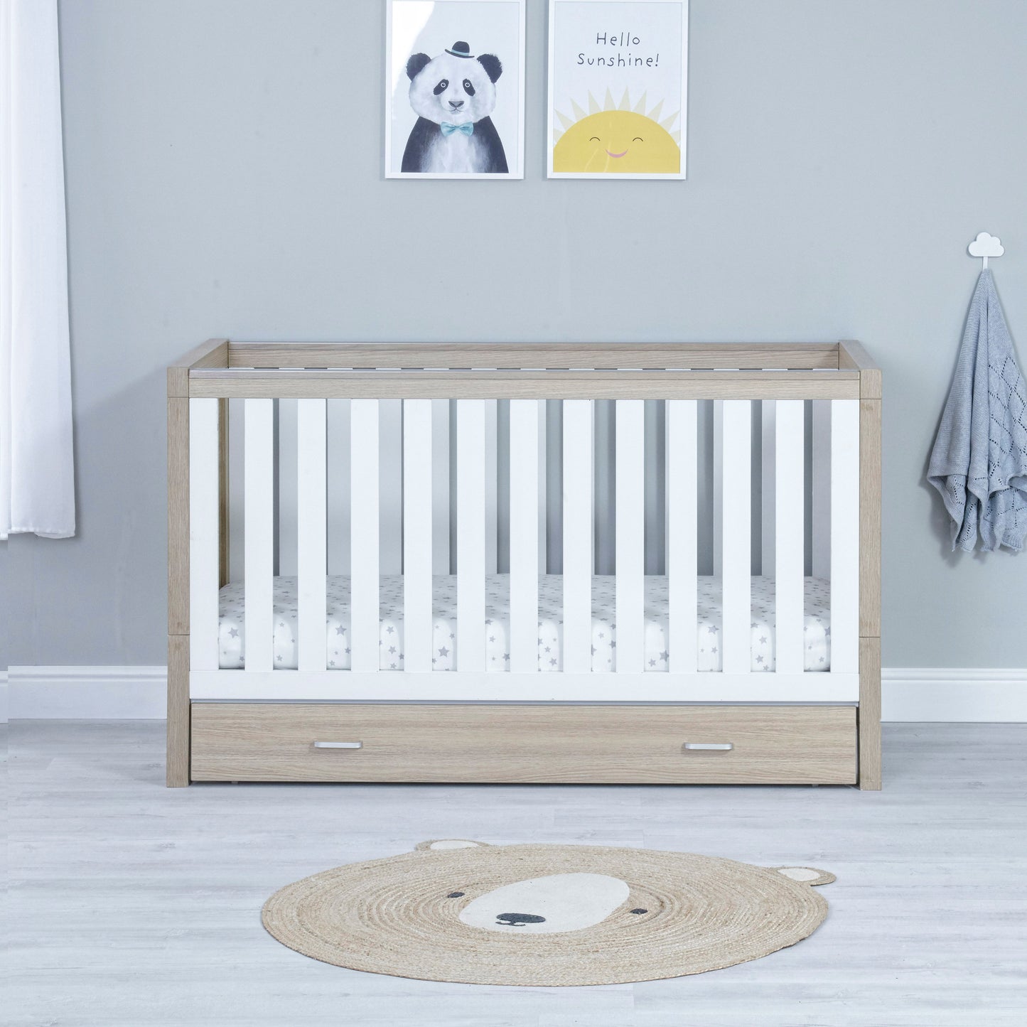 Luno Cot Bed - Oak White