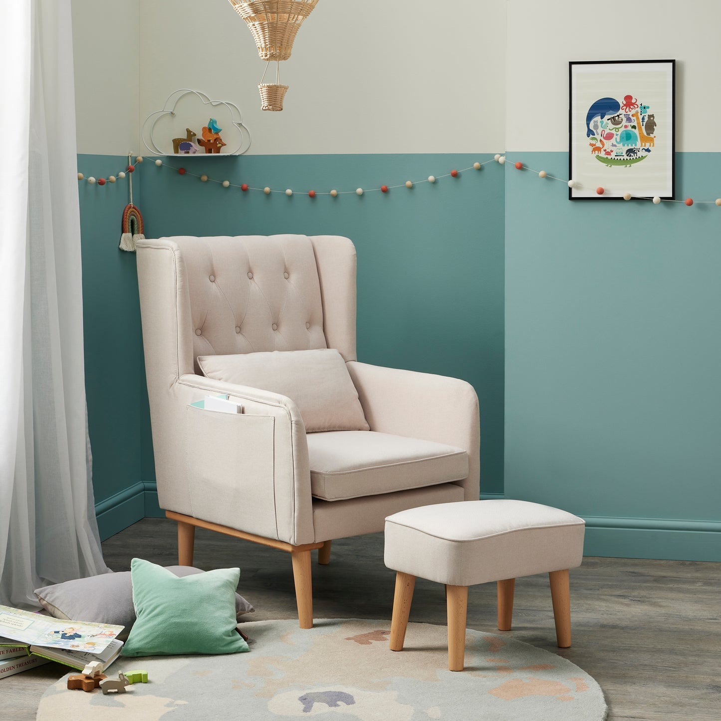 Lux Nursing Chair with Footstool – Cream