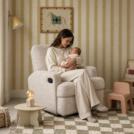 Madison Glider Recliner Chair - Chenille Marshmallow