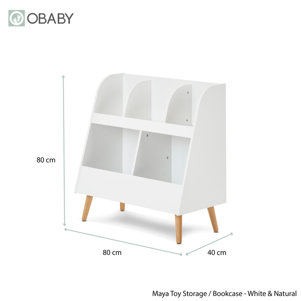 Maya Bookcase/Toy Storage - White With Natural (6)