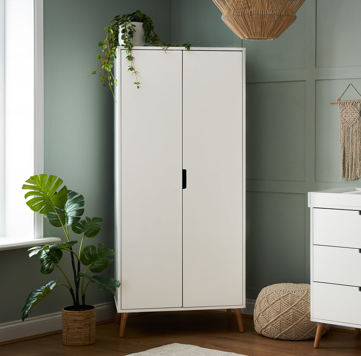 Maya Double Wardrobe - White With Natural