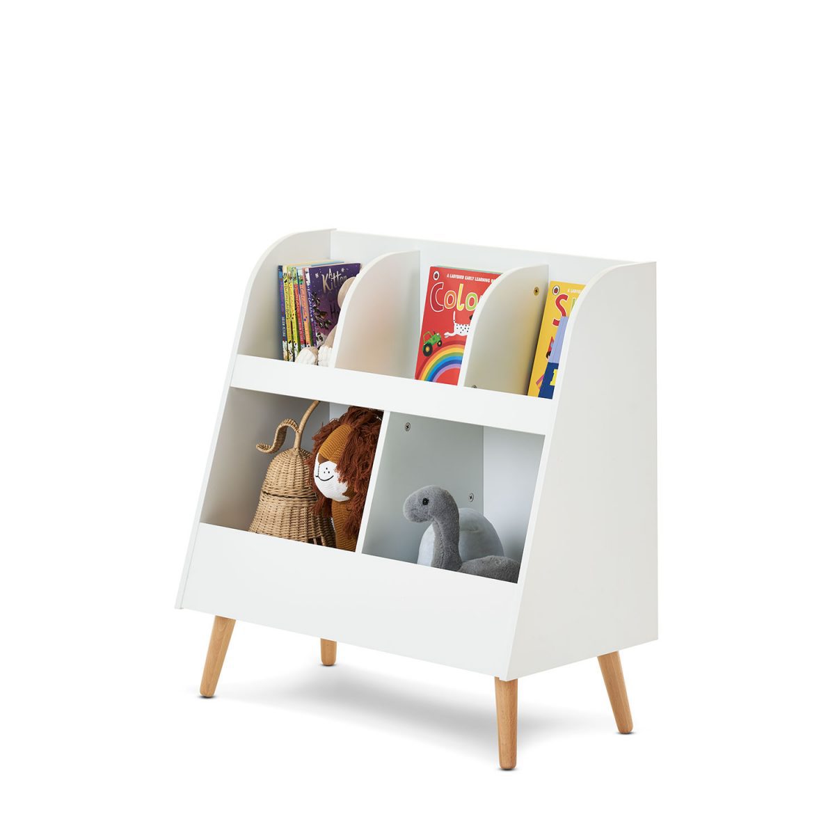 Maya Bookcase/Toy Storage - White With Natural (5)