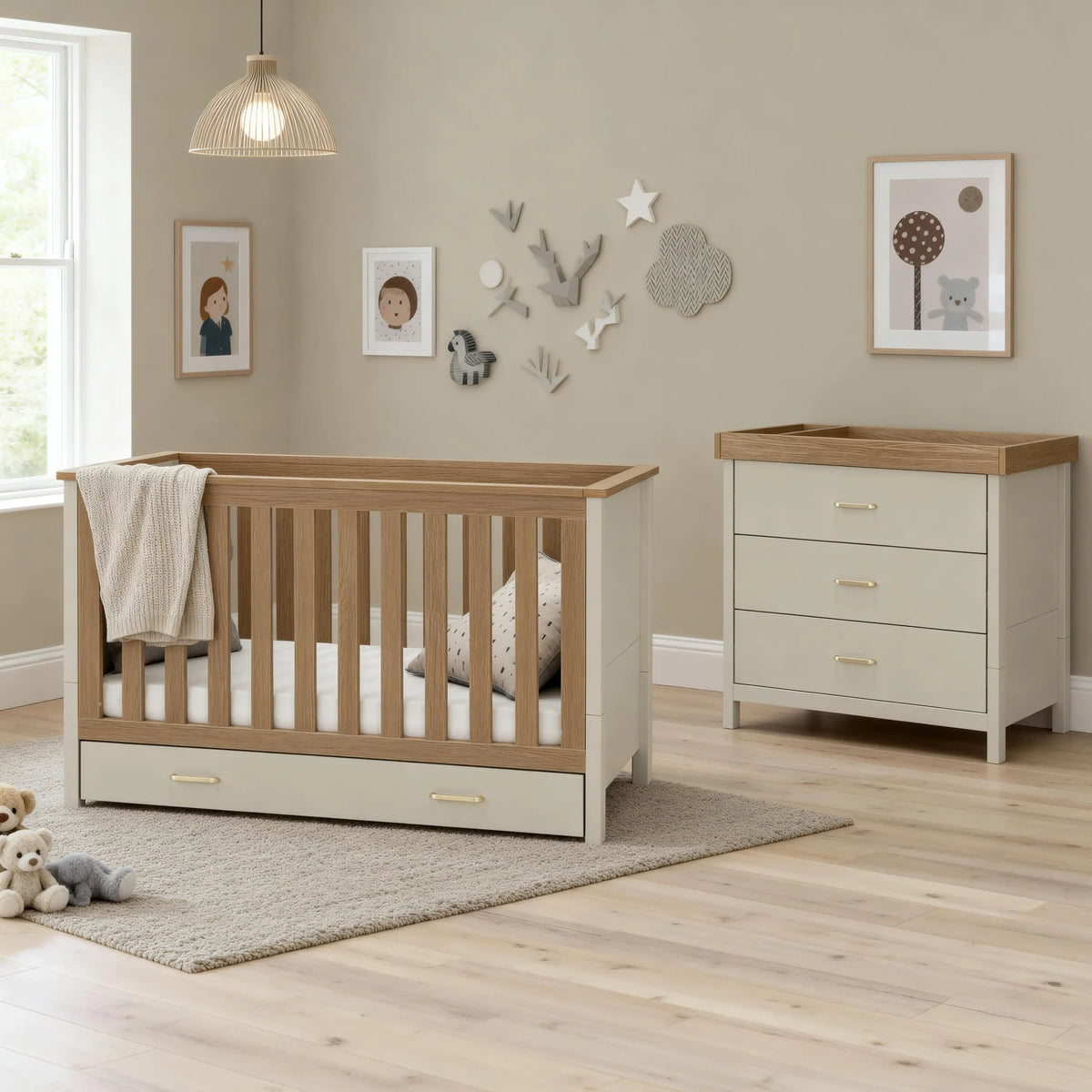 Mira 2 Piece Nursery Room Set - Cashmere Warm Oak