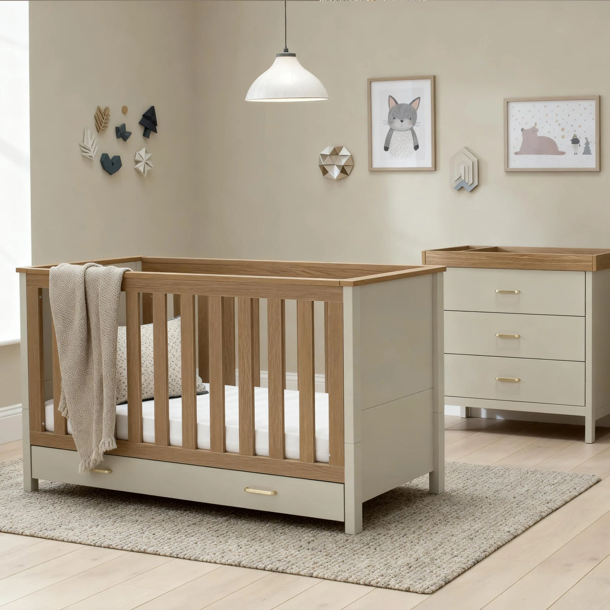 Mira 2 Piece Nursery Room Set - Cashmere Warm Oak