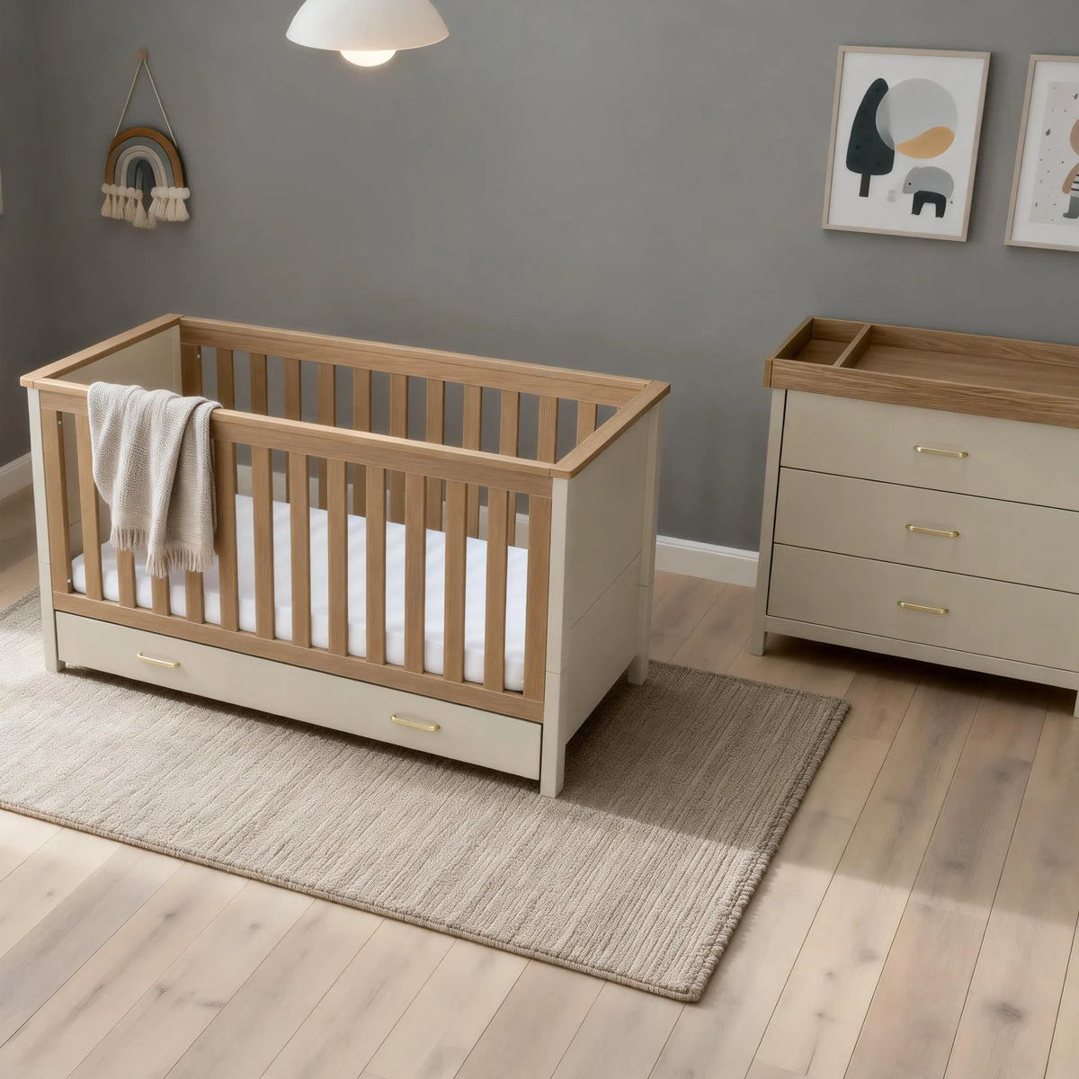 Mira 2 Piece Nursery Room Set - Cashmere Warm Oak