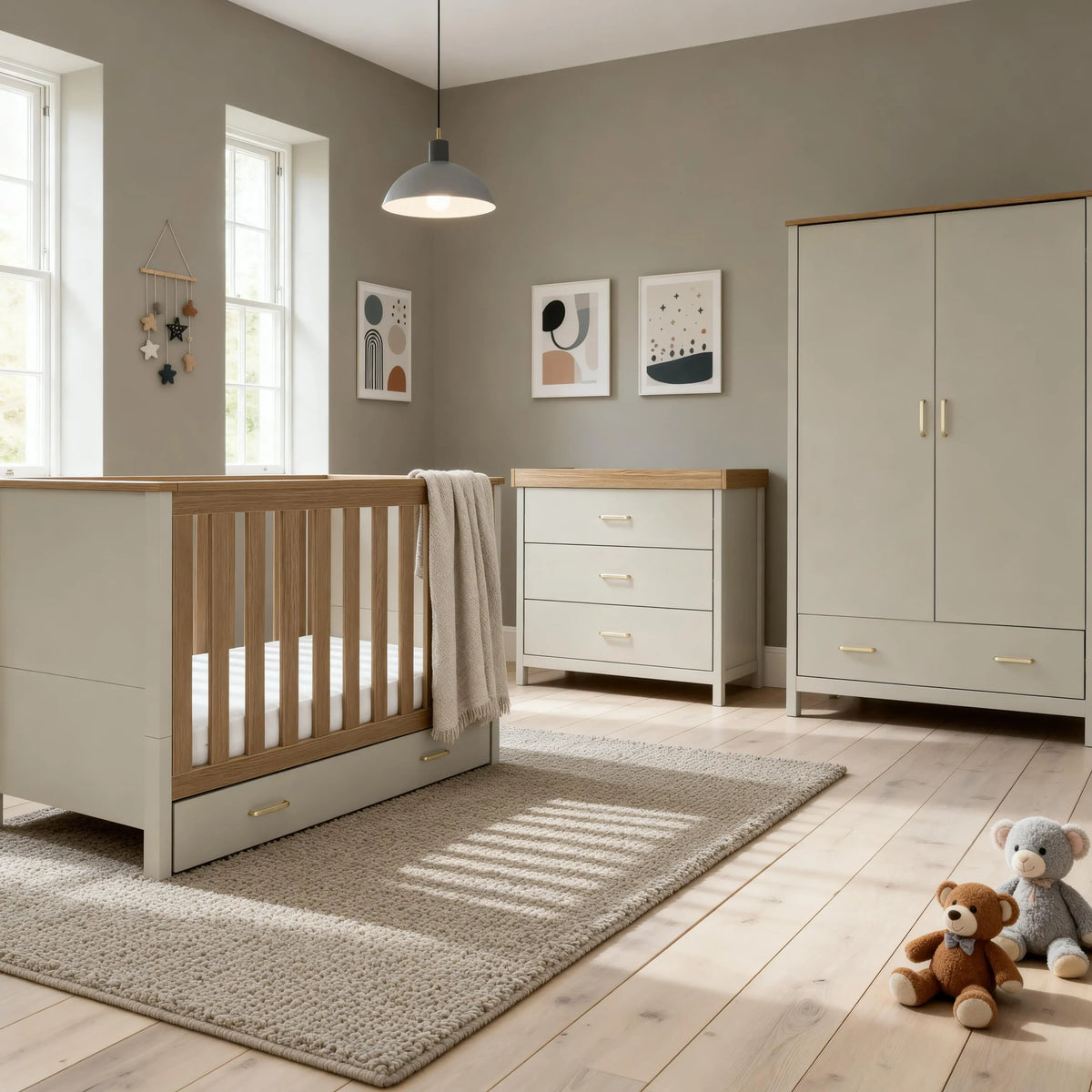 Mira 3 Piece Nursery Room Set - Cashmere Warm Oak