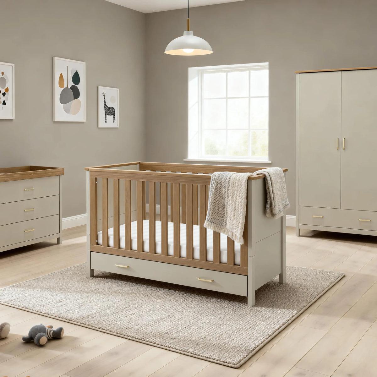Mira 3 Piece Nursery Room Set - Cashmere Warm Oak