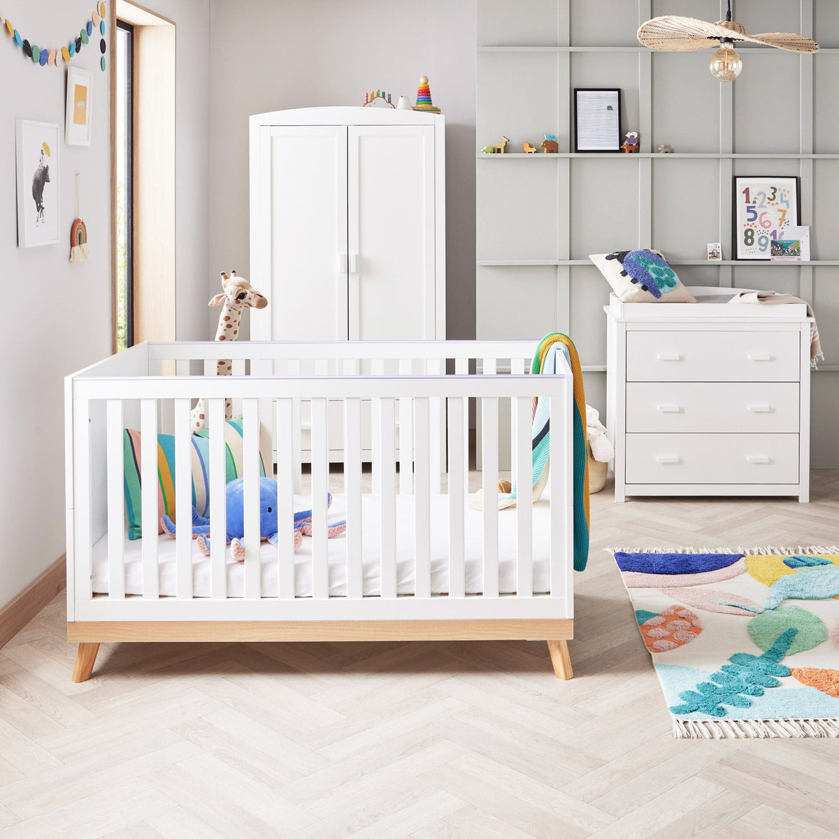 Mona 3 Piece Universal Nursery Furniture Set - White