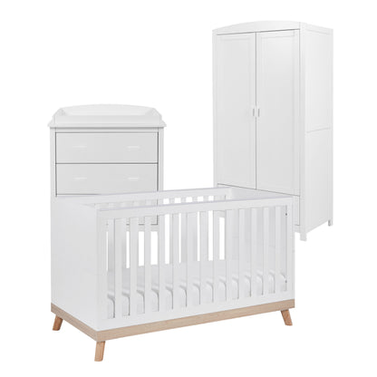 Mona 3 Piece Universal Nursery Furniture Set - White