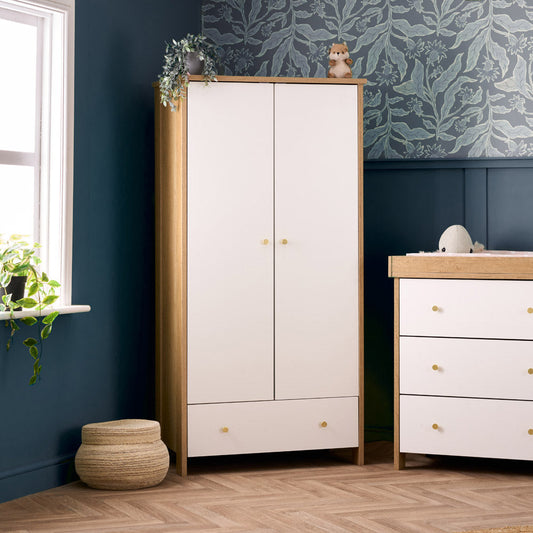 Nika Wardrobe - Oak & White