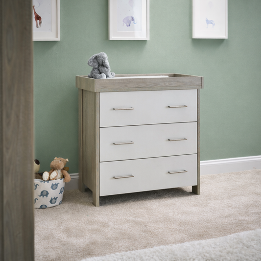 Nika Changing Unit - Grey Wash & White