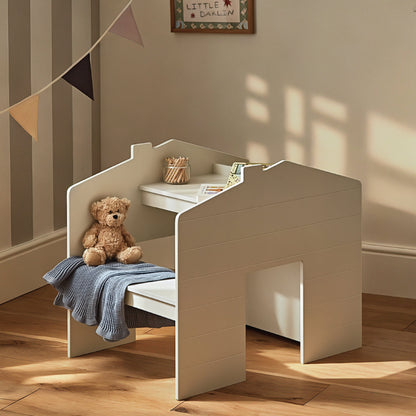 Play House Storage Desk with Bench - Pebble