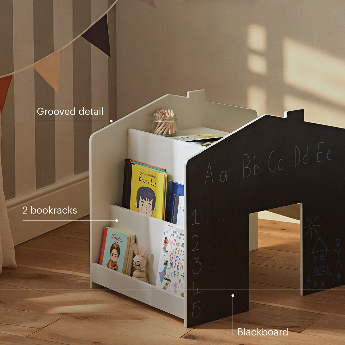 Play House Storage Desk with Bench - Pebble