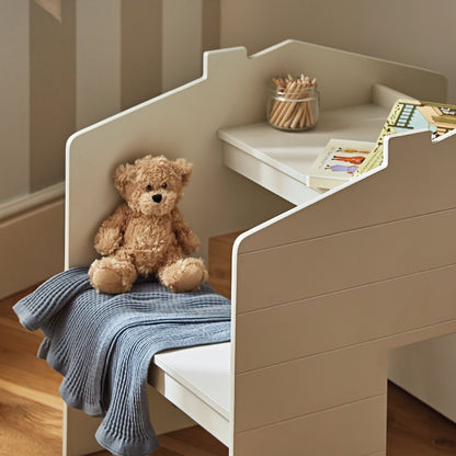Play House Storage Desk with Bench - Pebble