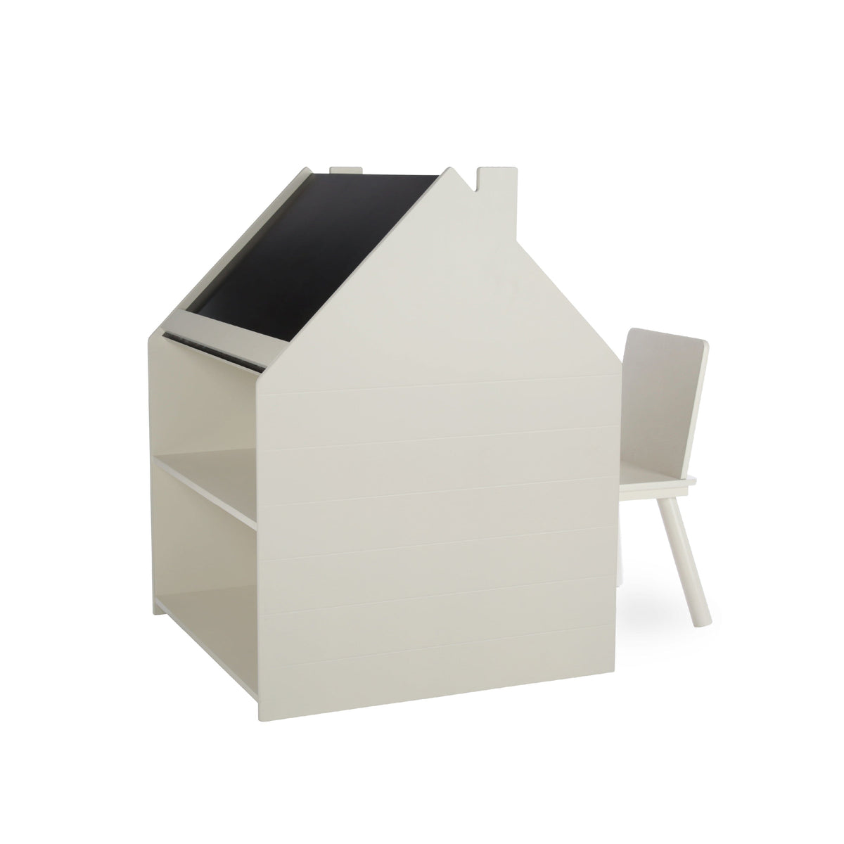 Play House Storage Desk with Easel and Chair - Pebble