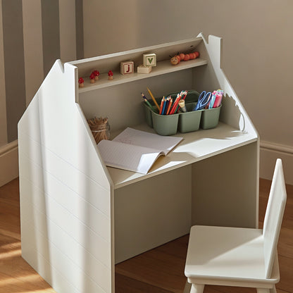 Play House Storage Desk with Easel and Chair - Pebble