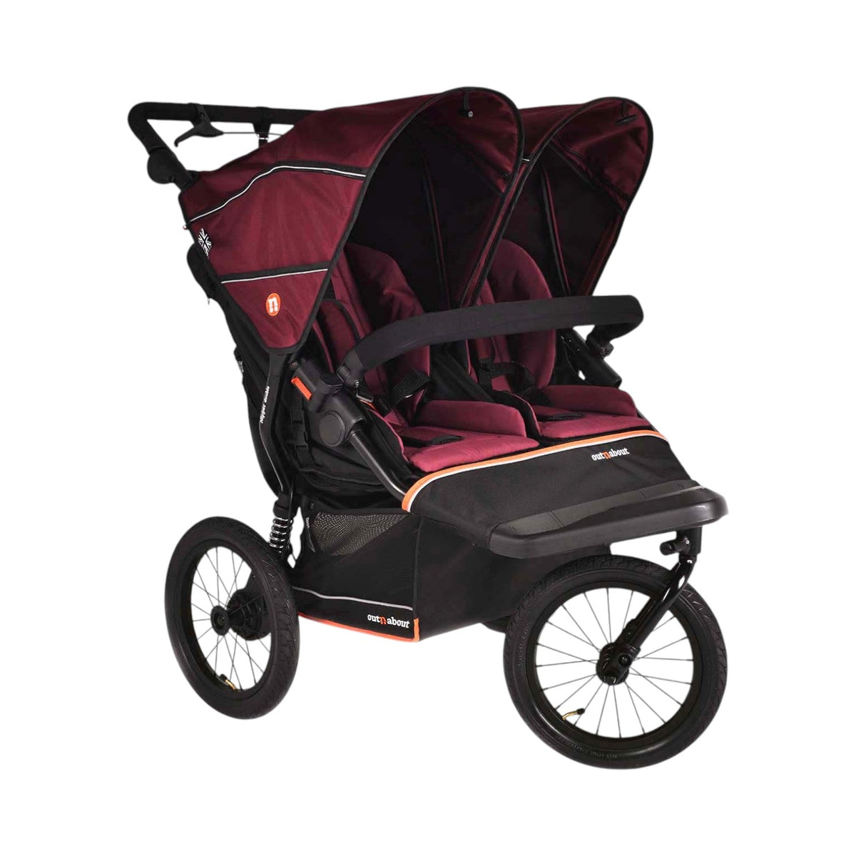 Out n About Nipper Double V6 Plus Pushchair - Brambleberry Red