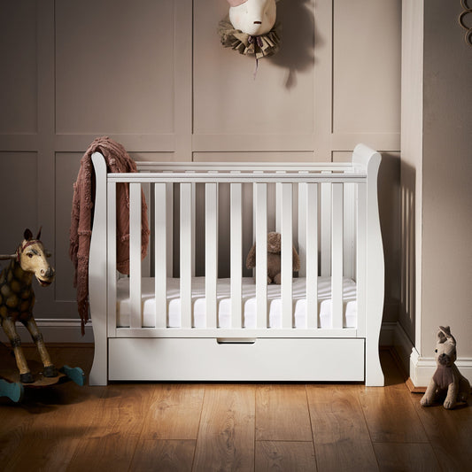 Stamford Space Saver Sleigh Cot & Cot Top Changer - White