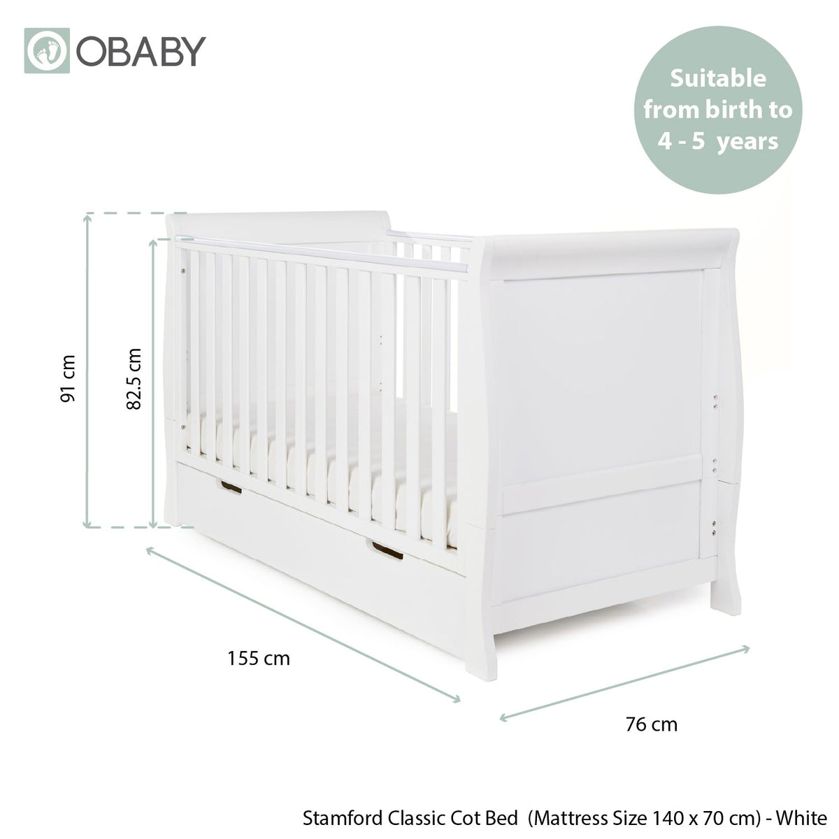 Stamford Classic Sleigh 2 Piece Room Set - White (6)