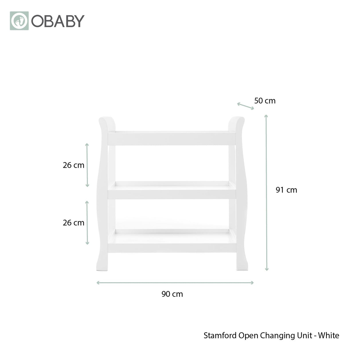 Stamford Sleigh Open Changing Unit - White (3)