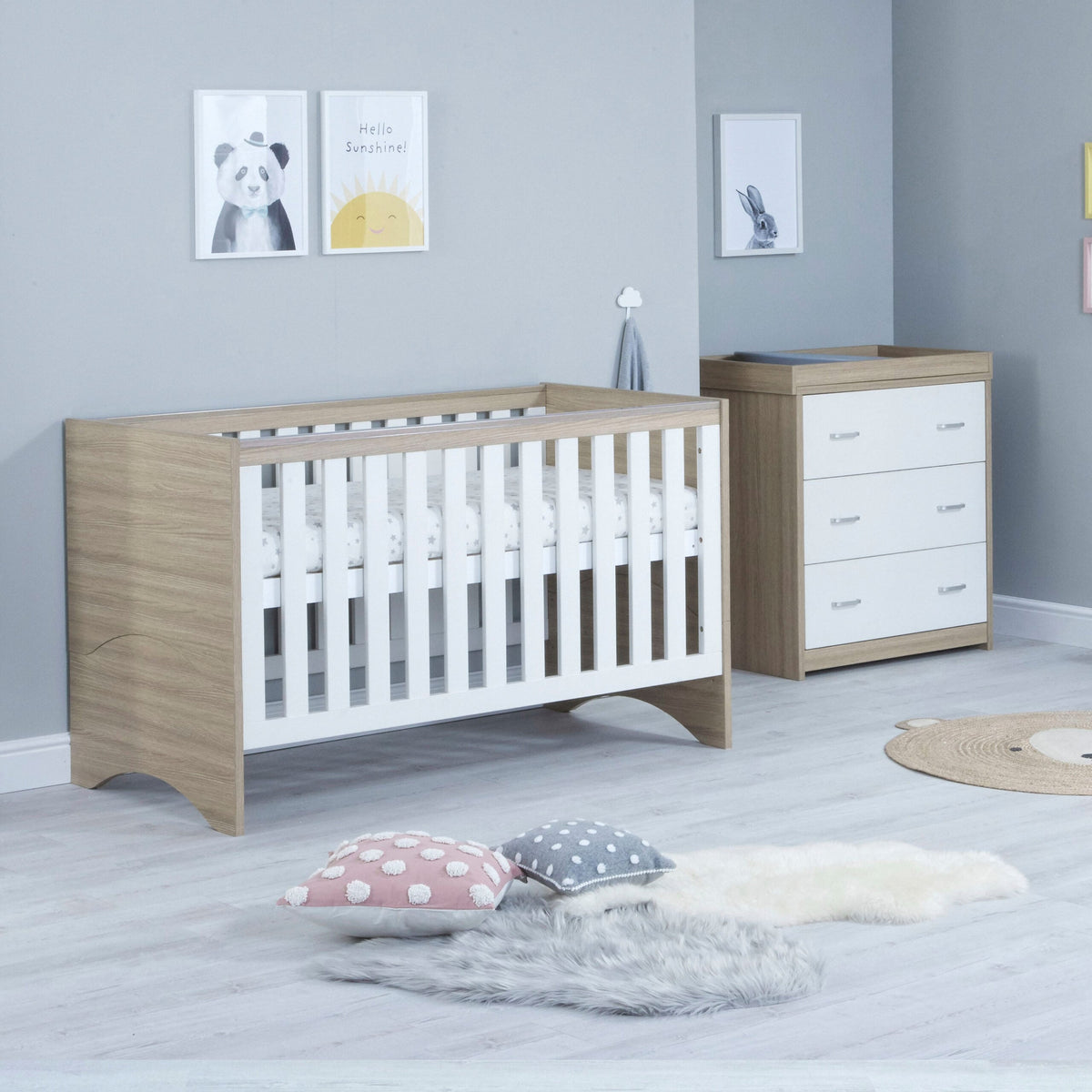 Veni 2 Piece Nursery Furniture Set - Oak White