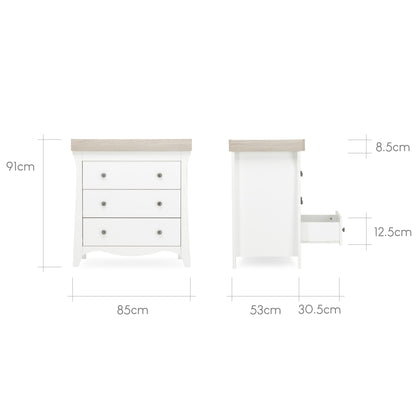 Clara 3 Drawer Dresser Changer - White & Ash