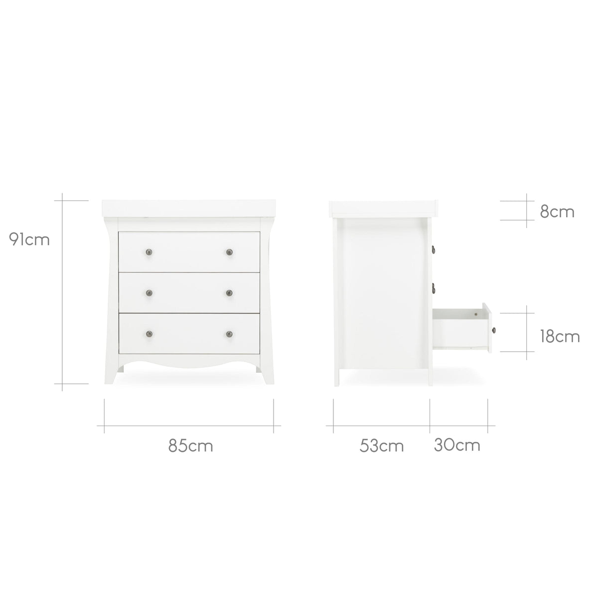 Clara 3 Drawer Dresser Changer - White
