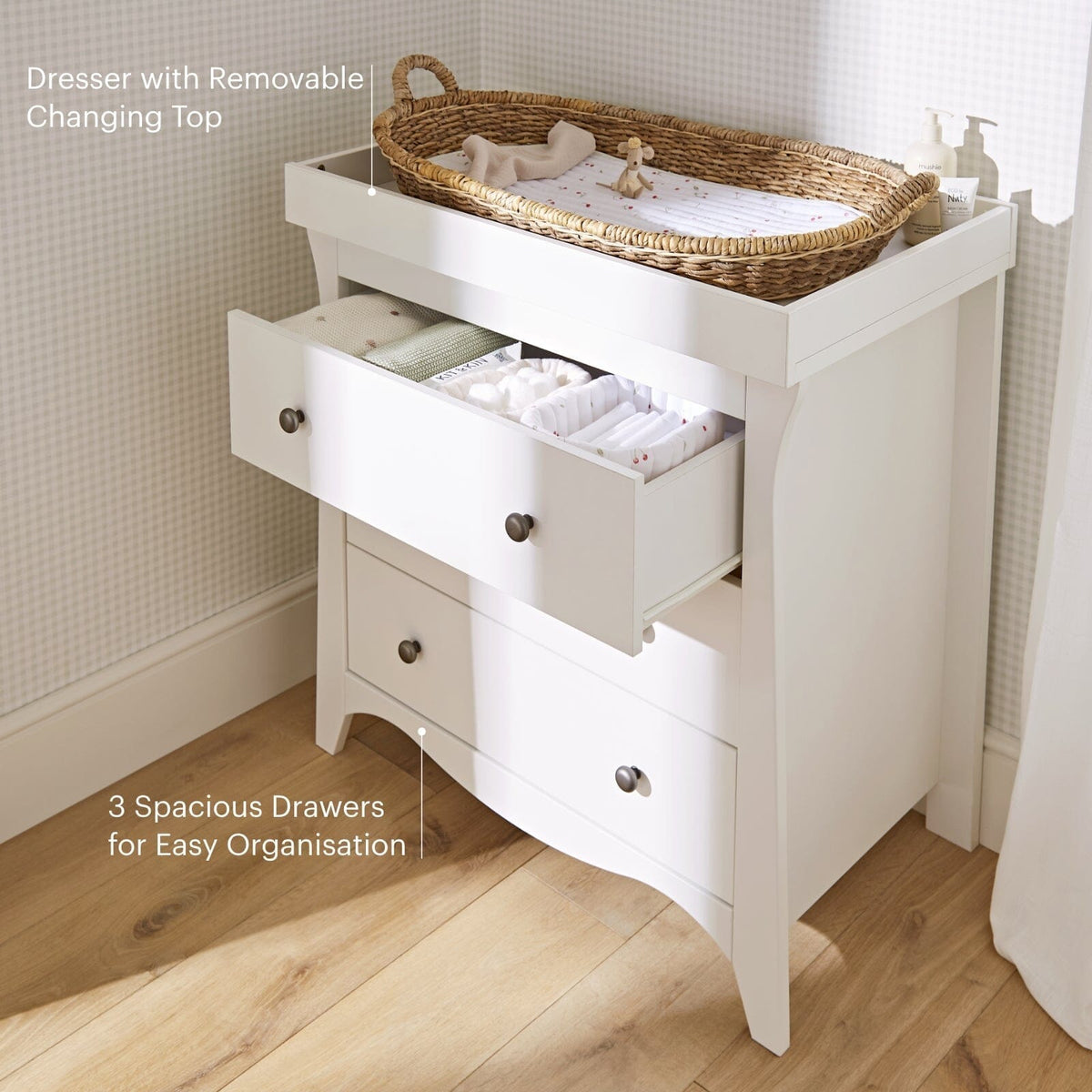 Clara 3 Drawer Dresser Changer - White