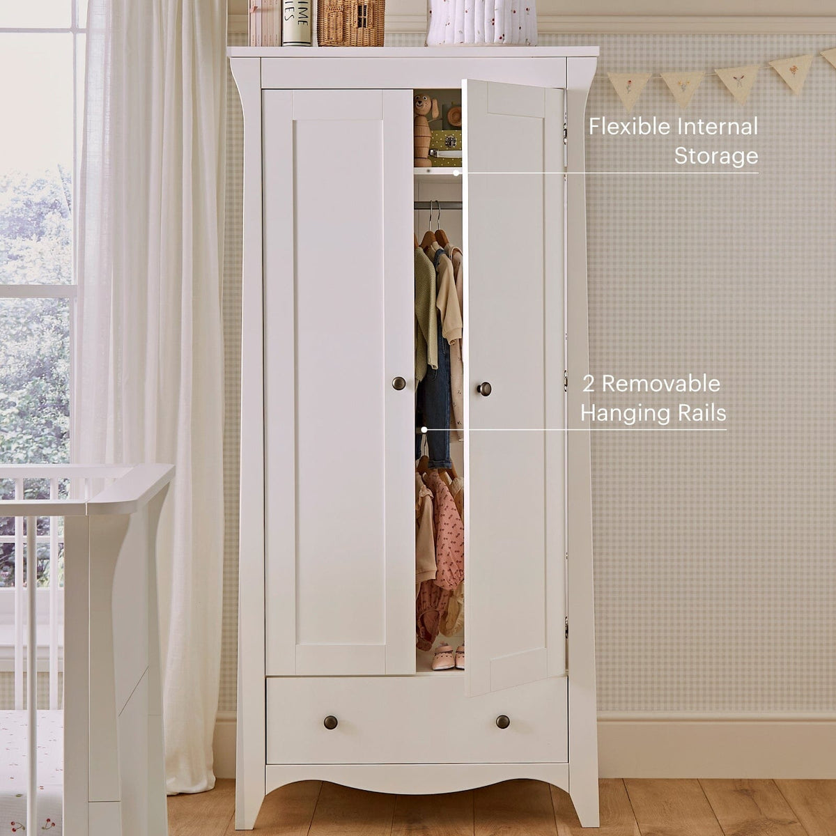 Clara 2 Door Double Wardrobe - White