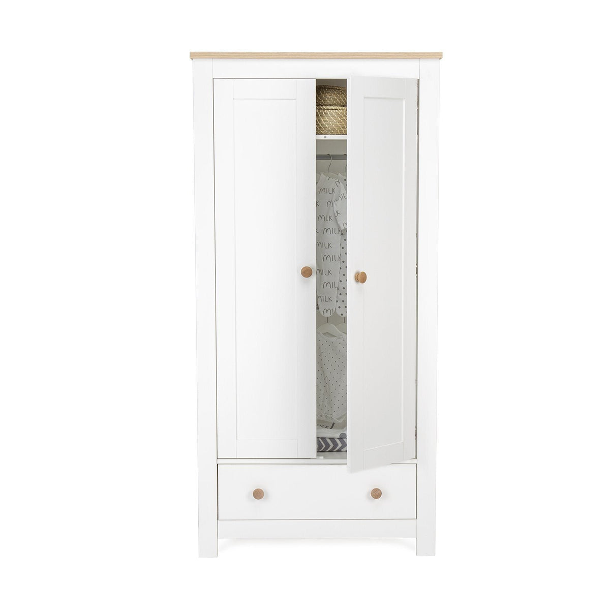 Luna 2 Door Double Wardrobe - White & Oak